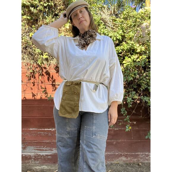 White Romantic Poet Pirate Steampunk Cotton Vintage Blouse Shirt One Size Plus - Picture 7 of 12